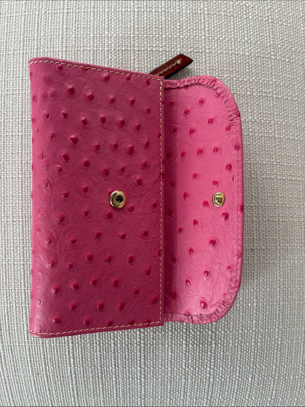 Dooney & Bourke Hot Pink Ostrich-Embossed Continental Wallet - Picture 7 of 7